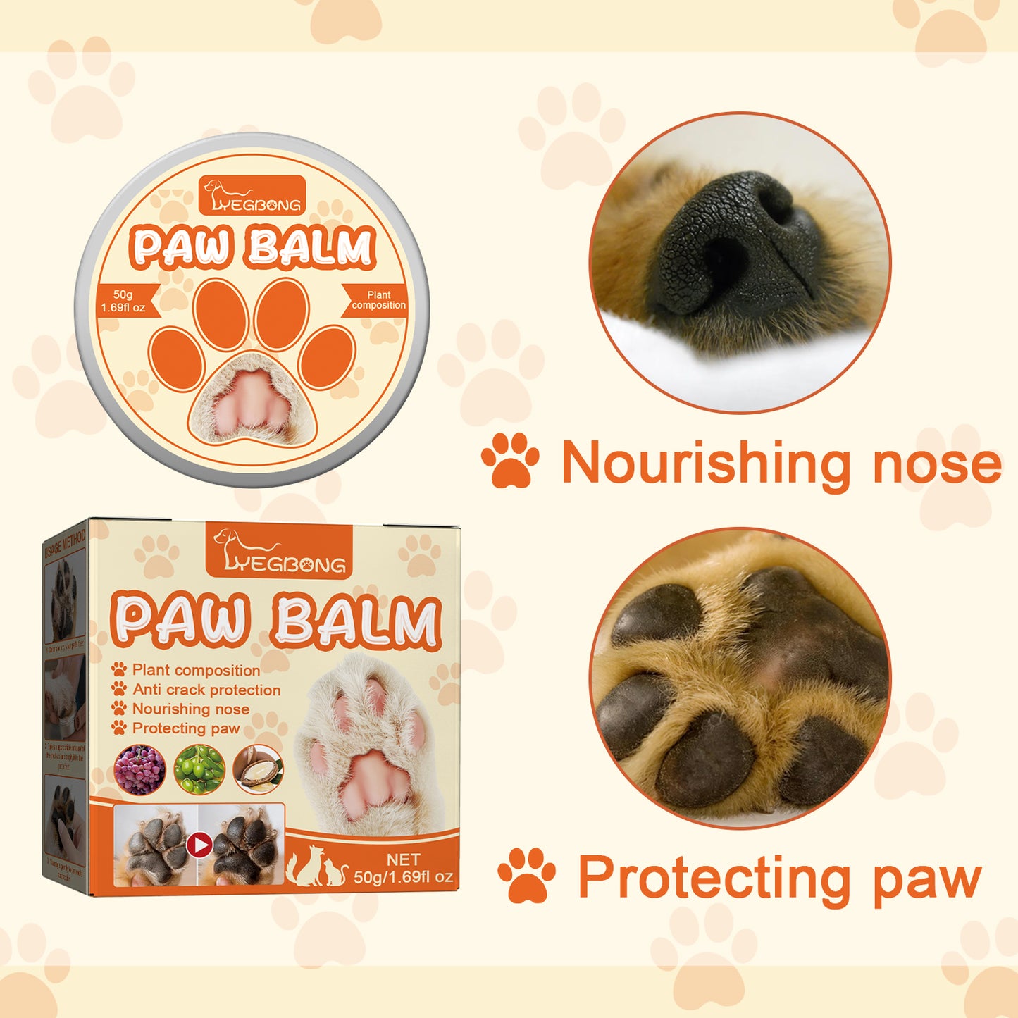 Pet Moisturizing Paw Care Cream, Universal Moisturizing Feet Cracked Care Cream