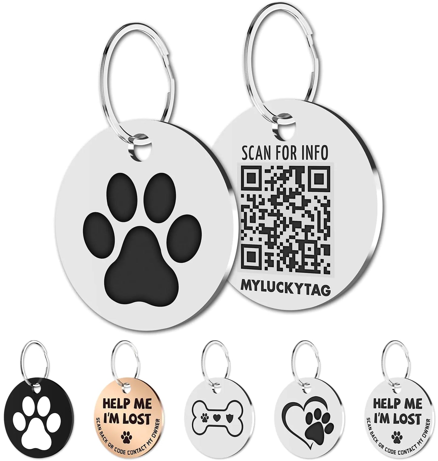 Stainless Steel QR Code Pet ID Tags