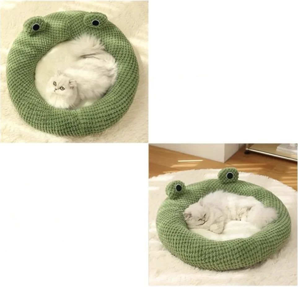 Cartoon Frog-Shaped Pet Bed