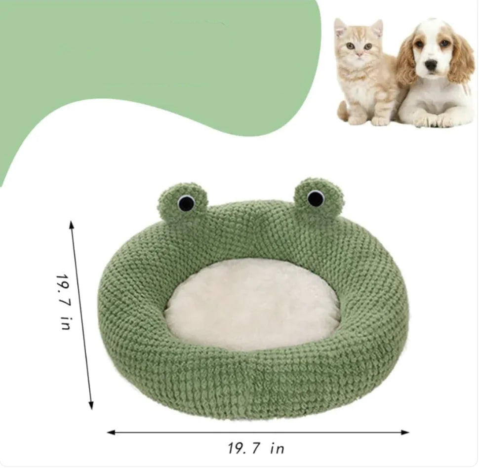 Cartoon Frog-Shaped Pet Bed