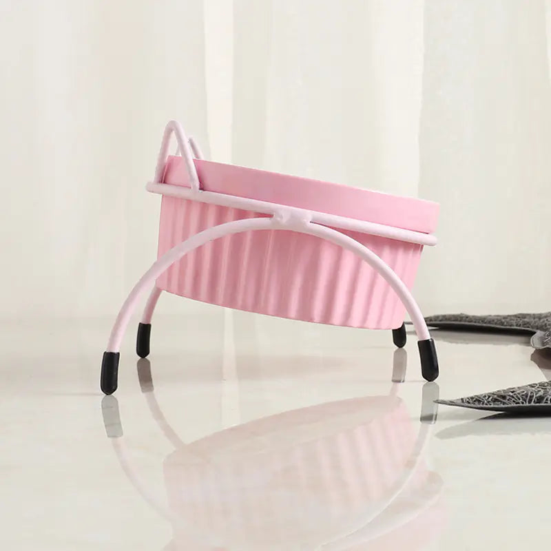 Ceramic Cat Bowl with Iron Stand for Pet Feeding