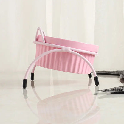Ceramic Cat Bowl with Iron Stand for Pet Feeding
