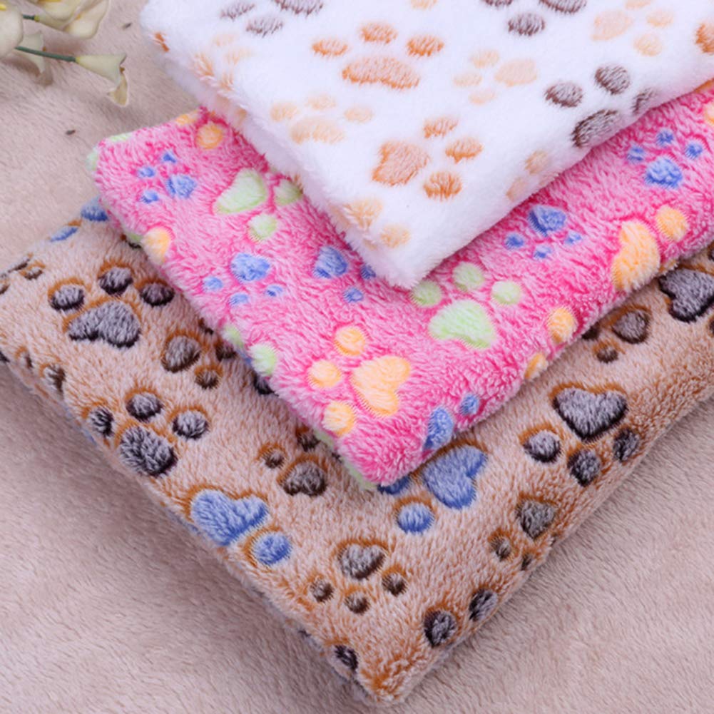 Warm Paw Print Coral Fleece Blanket Mat Carpet Towel