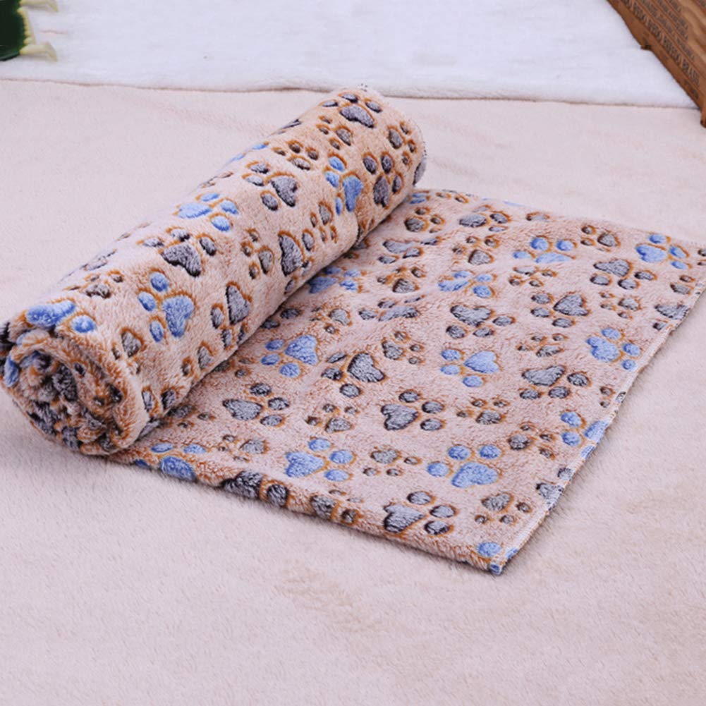 Warm Paw Print Coral Fleece Blanket Mat Carpet Towel