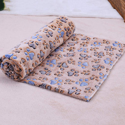 Warm Paw Print Coral Fleece Blanket Mat Carpet Towel