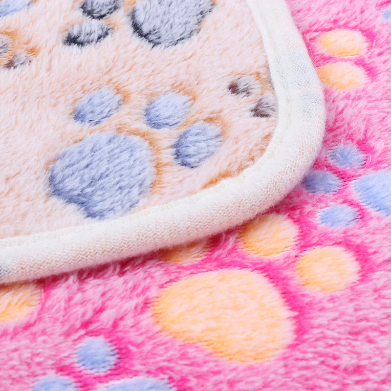 Warm Paw Print Coral Fleece Blanket Mat Carpet Towel