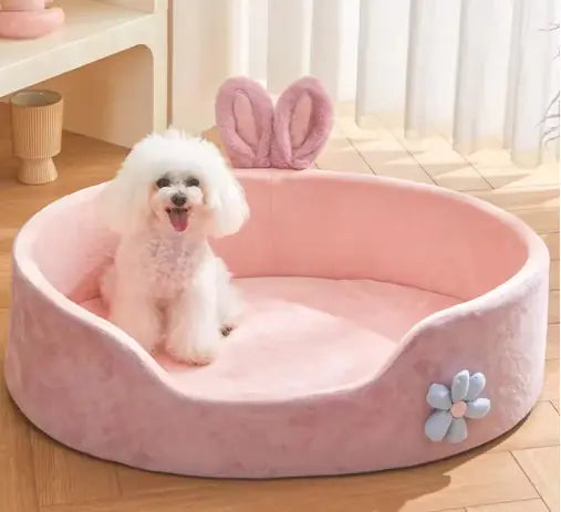 Pink Princess Pet Bed with Rabbit Ears