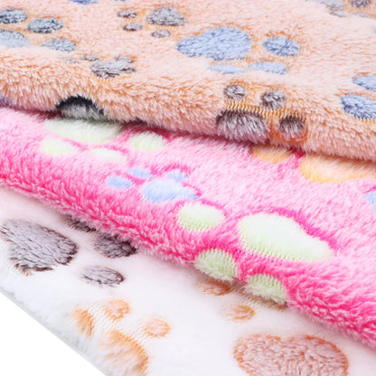Warm Paw Print Coral Fleece Blanket Mat Carpet Towel