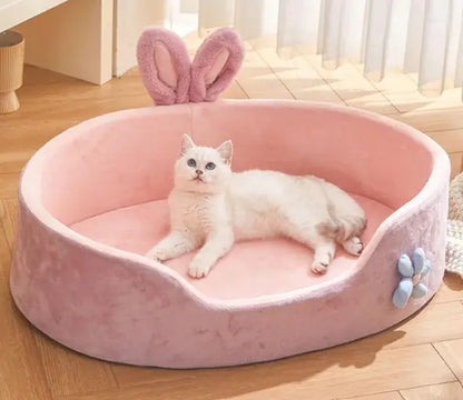 Pink Princess Pet Bed with Rabbit Ears