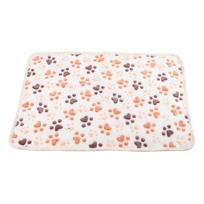 Warm Paw Print Coral Fleece Blanket Mat Carpet Towel