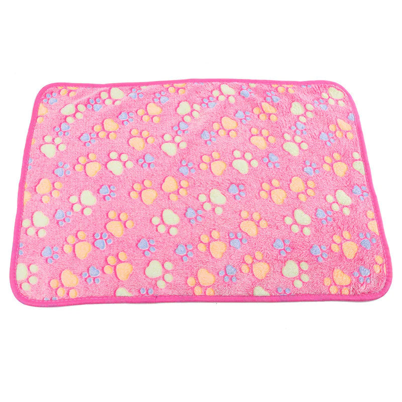Warm Paw Print Coral Fleece Blanket Mat Carpet Towel