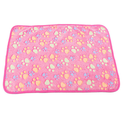 Warm Paw Print Coral Fleece Blanket Mat Carpet Towel