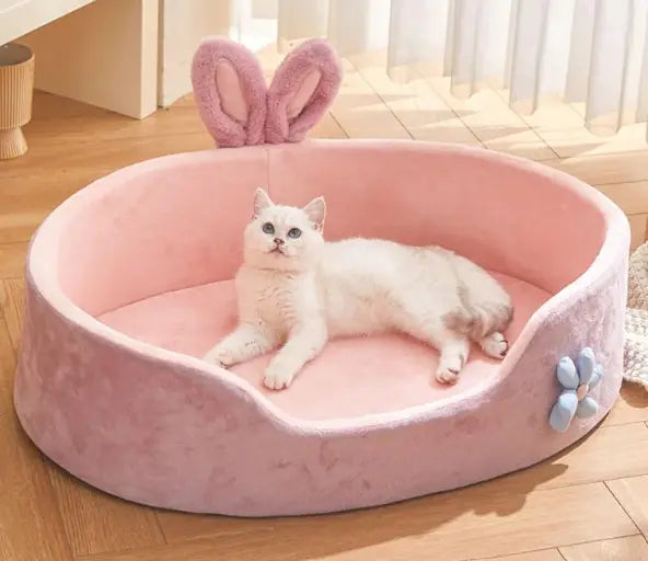 Pink Princess Pet Bed with Rabbit Ears