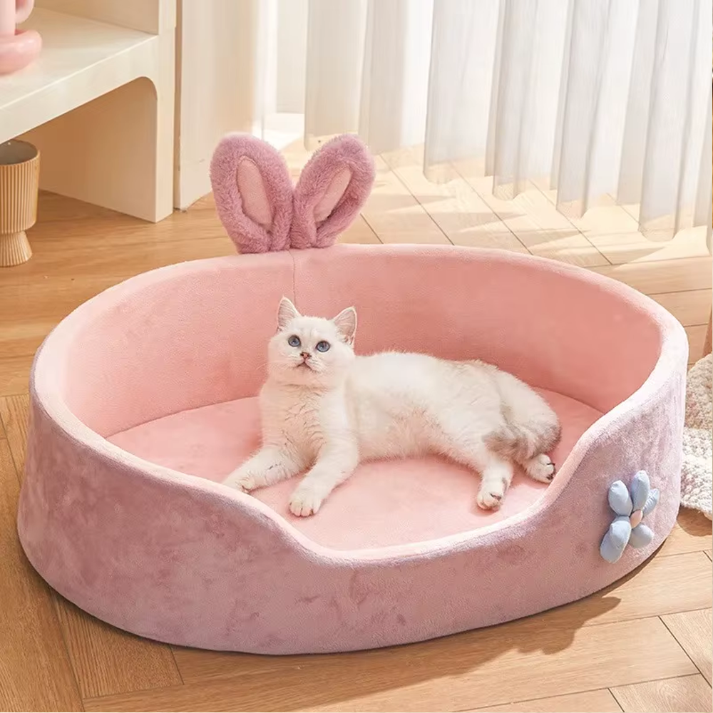 Pink Princess Pet Bed with Rabbit Ears