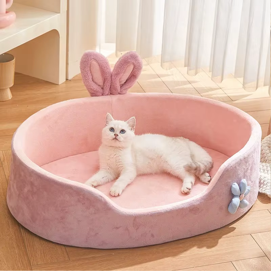 Pink Princess Pet Bed with Rabbit Ears