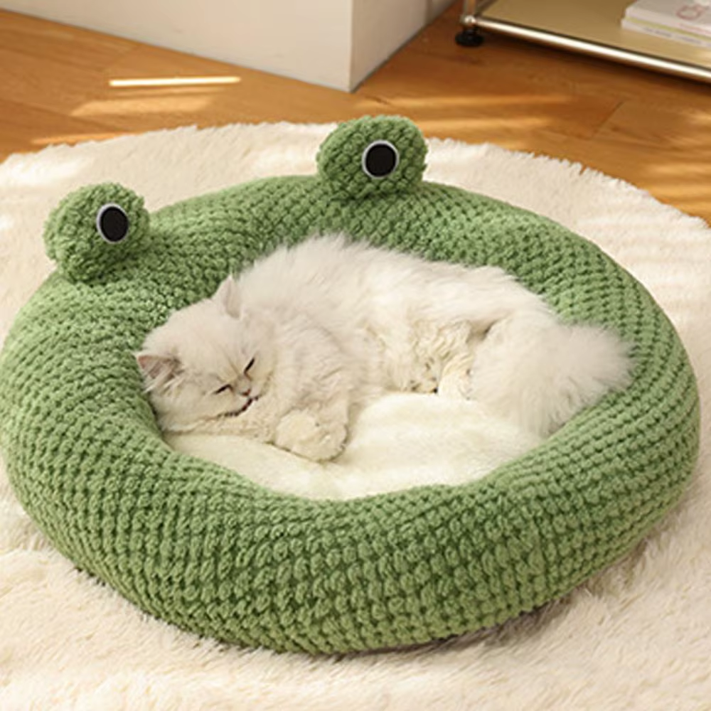 Cartoon Frog-Shaped Pet Bed