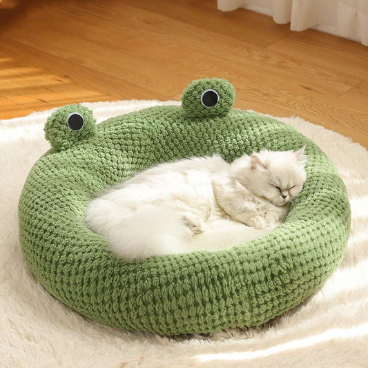 Cartoon Frog-Shaped Pet Bed