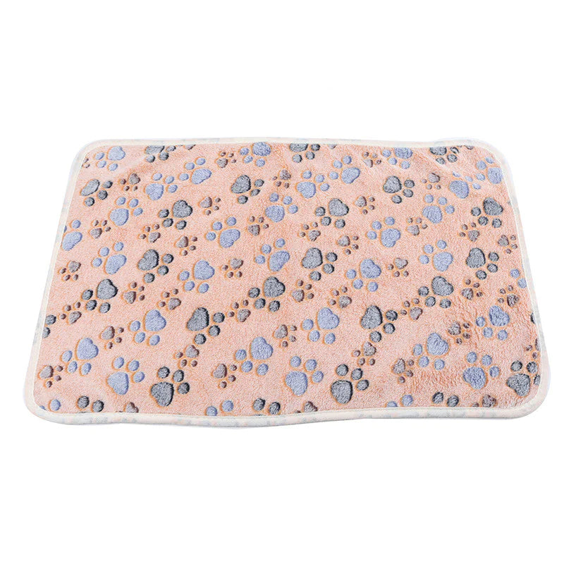 Warm Paw Print Coral Fleece Blanket Mat Carpet Towel