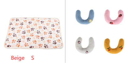 Warm Paw Print Coral Fleece Blanket Mat Carpet Towel