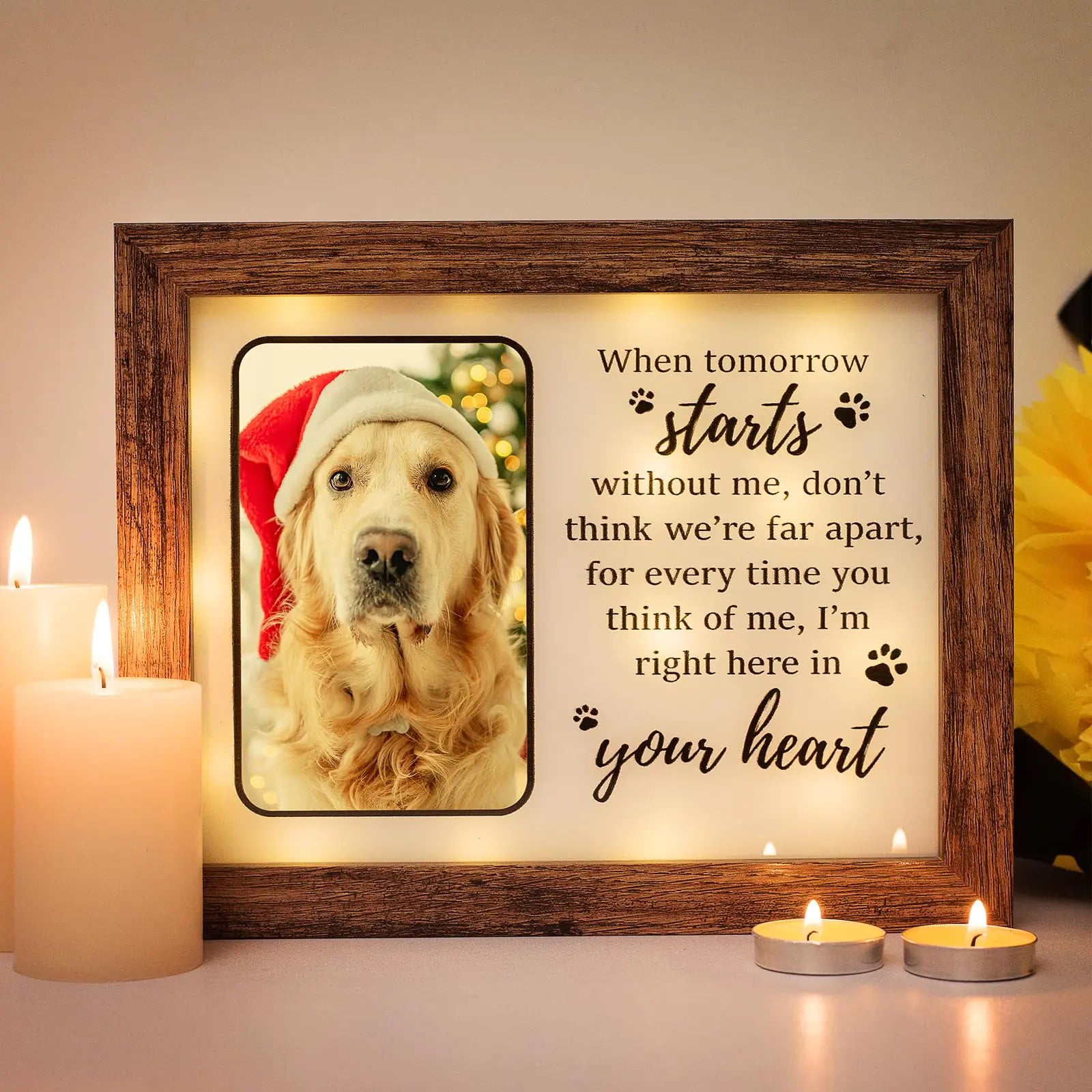 LED Dog Memorial Photo Frame